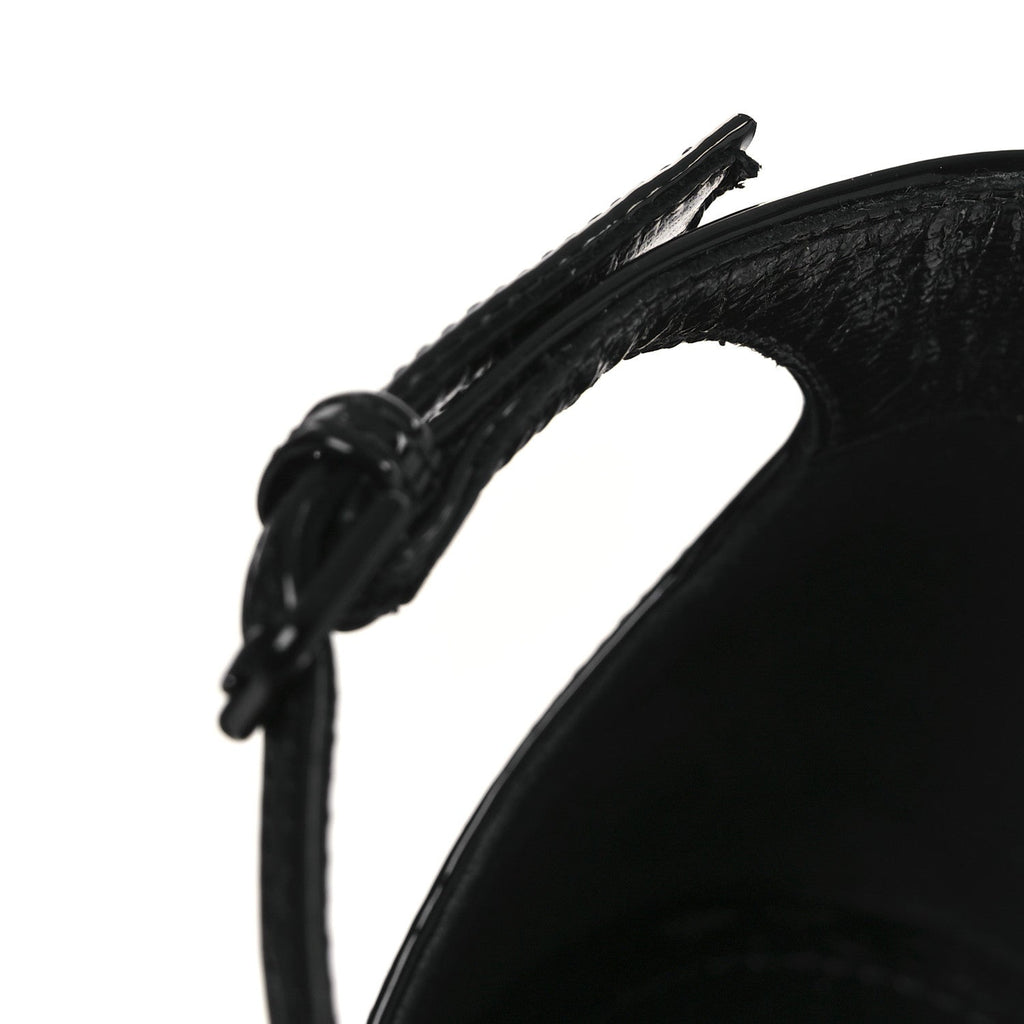 Saint Laurent Patent Calfskin Women's Opyum 110 Sandals 40.5 Black Gold