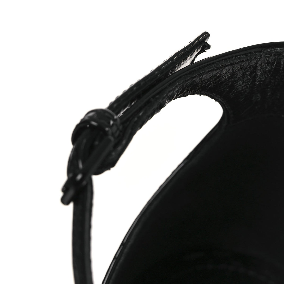 Saint Laurent Patent Calfskin Women's Opyum 110 Sandals 40.5 Black Gold