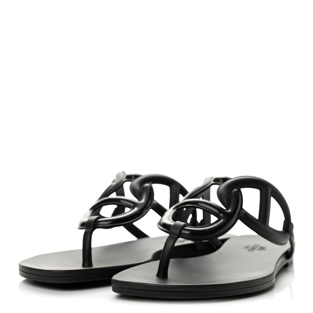 Hermès Rubber Women's Egerie Sandals 36 Black