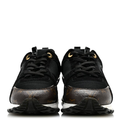 Louis Vuitton Suede Calfskin Women's Monogram Run Away Sneakers 38 Black