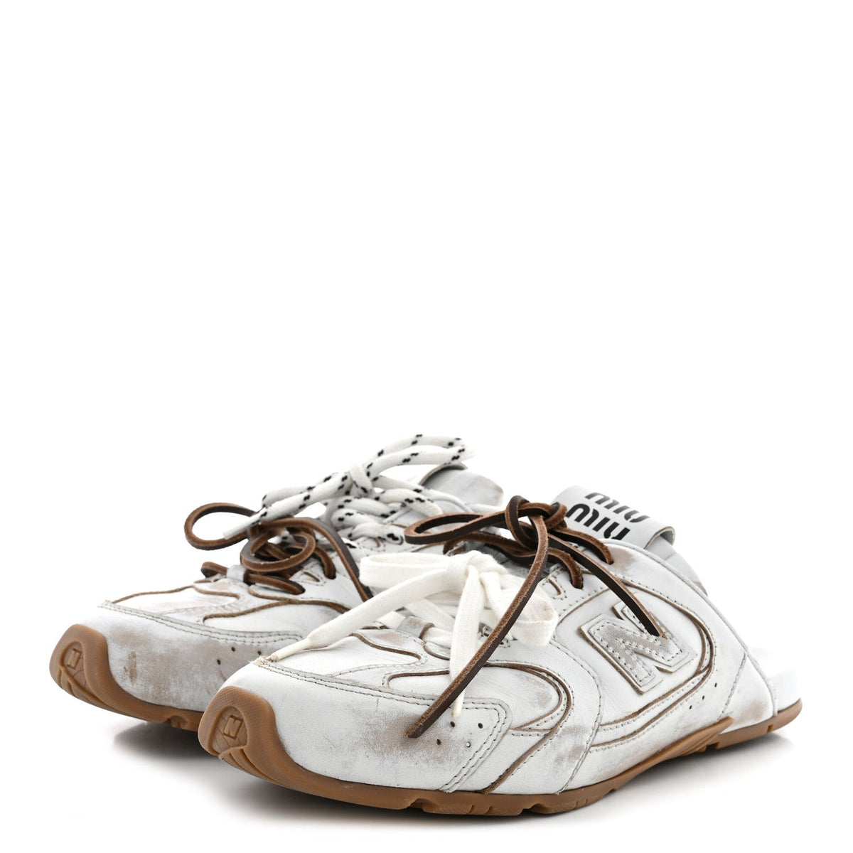 Miu Miu Calfskin Women's 530 SL Slip-On Sneaker Mules 37 White
