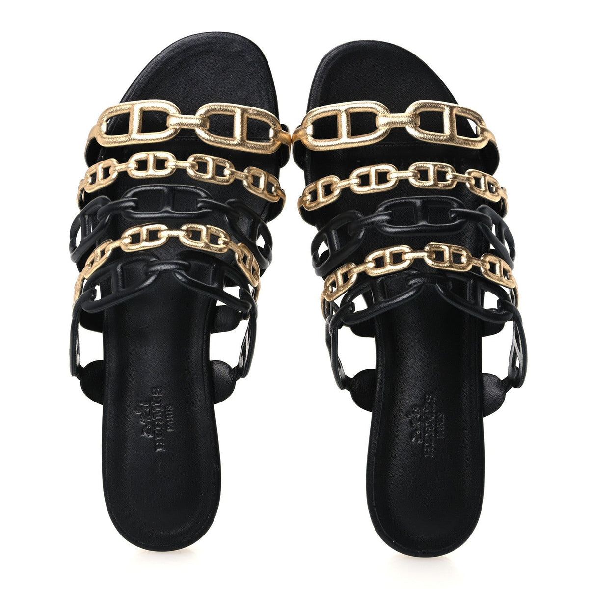 Hermes Nappa Women's Thalassa Sandals 37 Black Doré