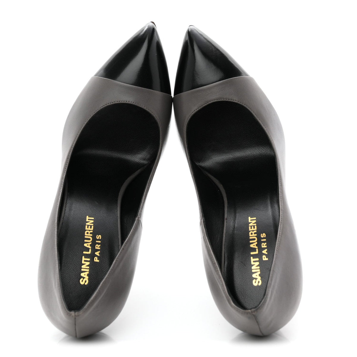 Saint Laurent Calfskin Cap Toe Janis 105 Platform Pumps 39.5 Grey