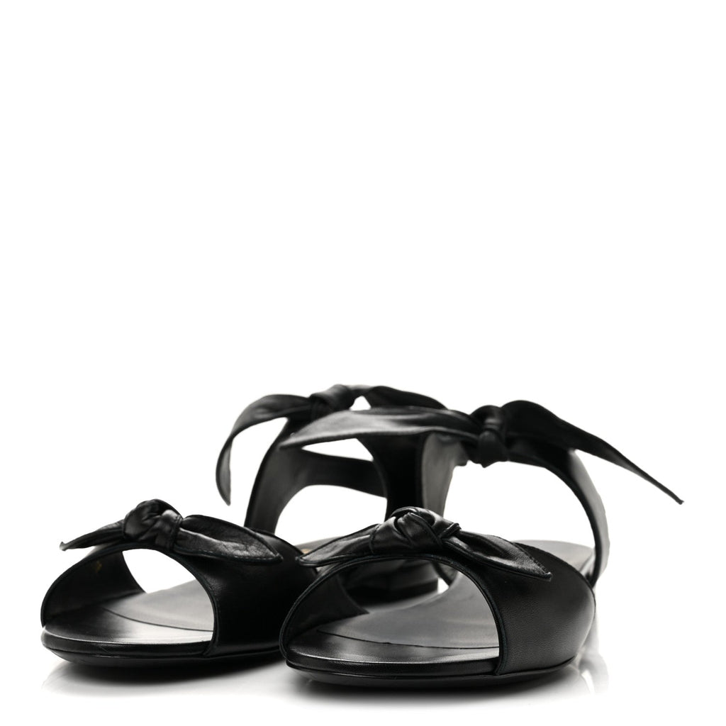 Chanel Lambskin Women's Bow CC Flat Sandals 38.5 Black