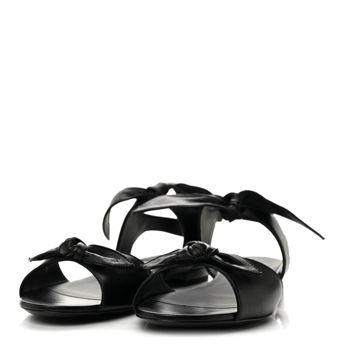 Chanel Lambskin Women's Bow CC Flat Sandals 38.5 Black