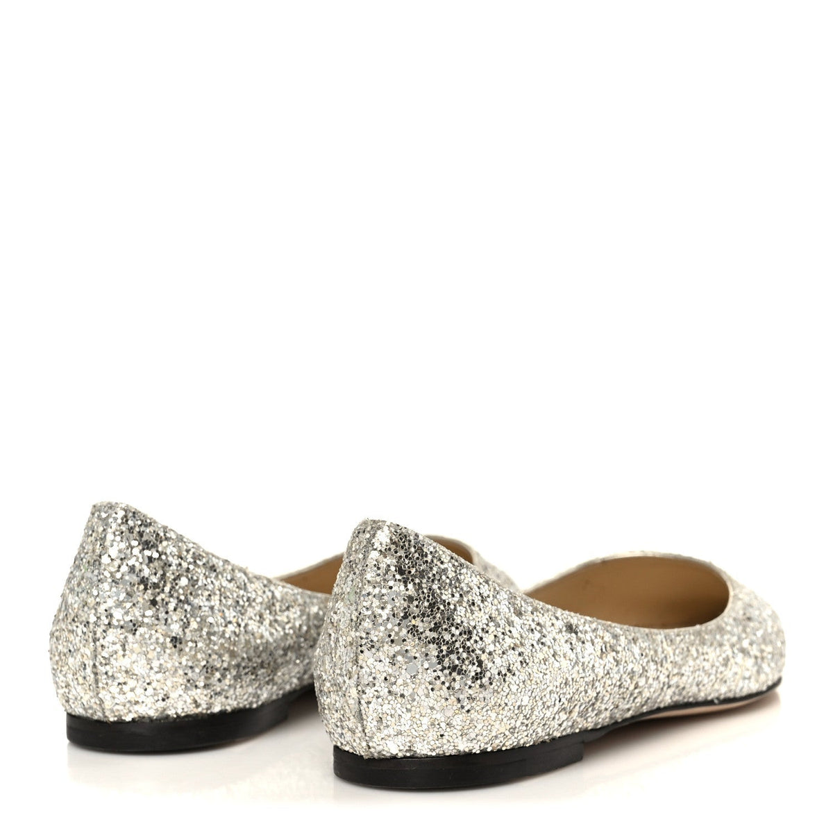 Jimmy Choo Glitter Mesh Women's Love Flats 36 Silver Sparks