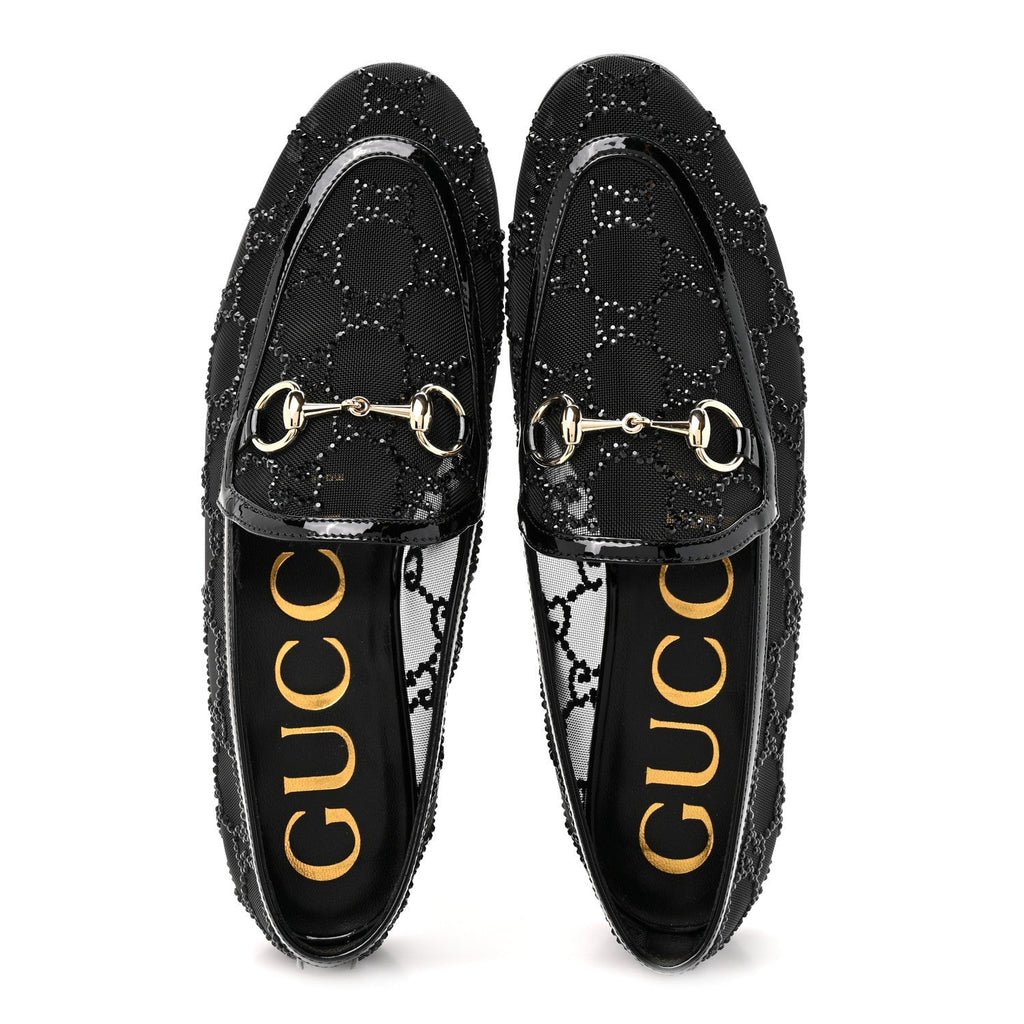 Gucci Tela Retino Kid Scamosciato Women's Jordaan Loafers 35.5 Black