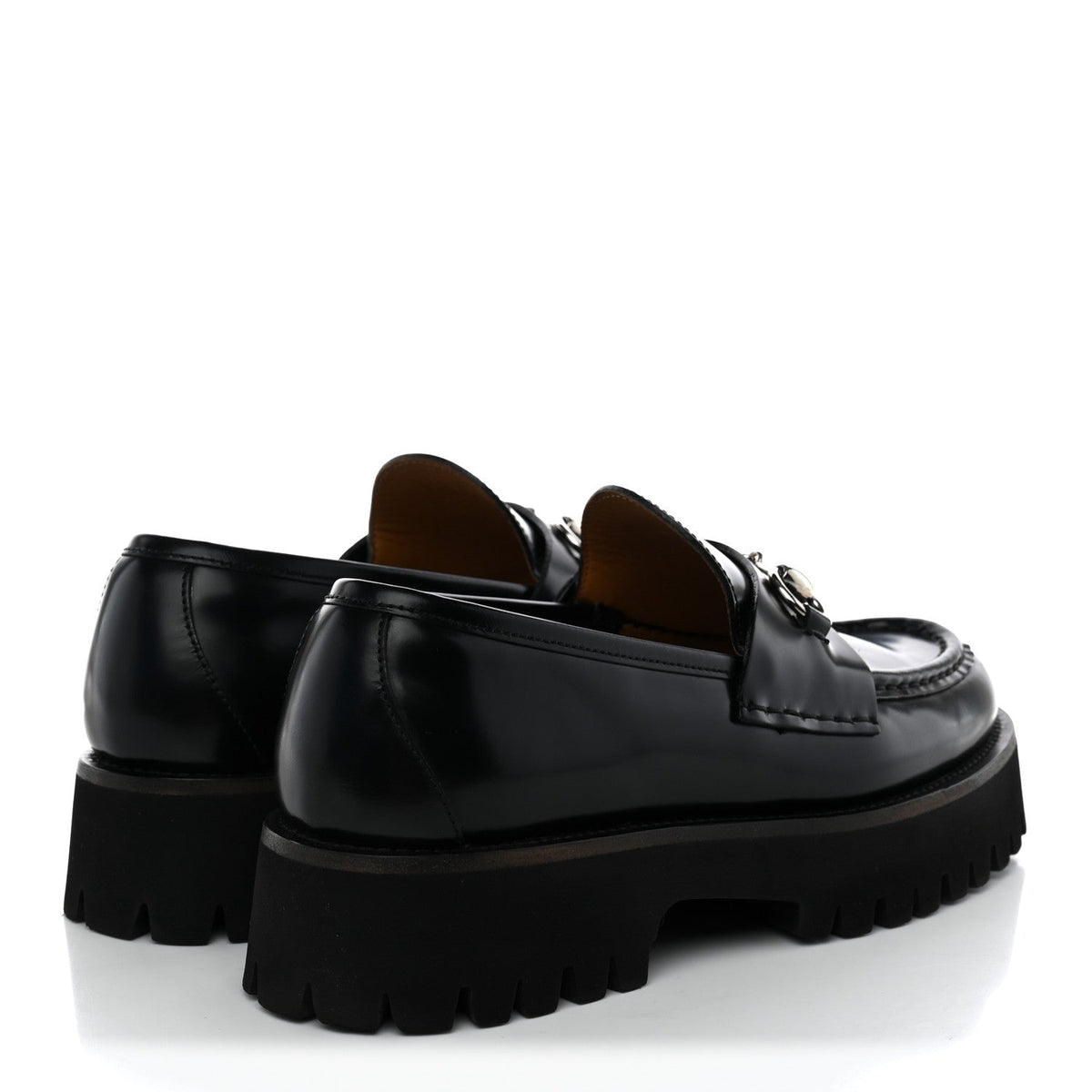 Gucci Cordovan Lux Women's Horsebit Platform Loafers 39 Black