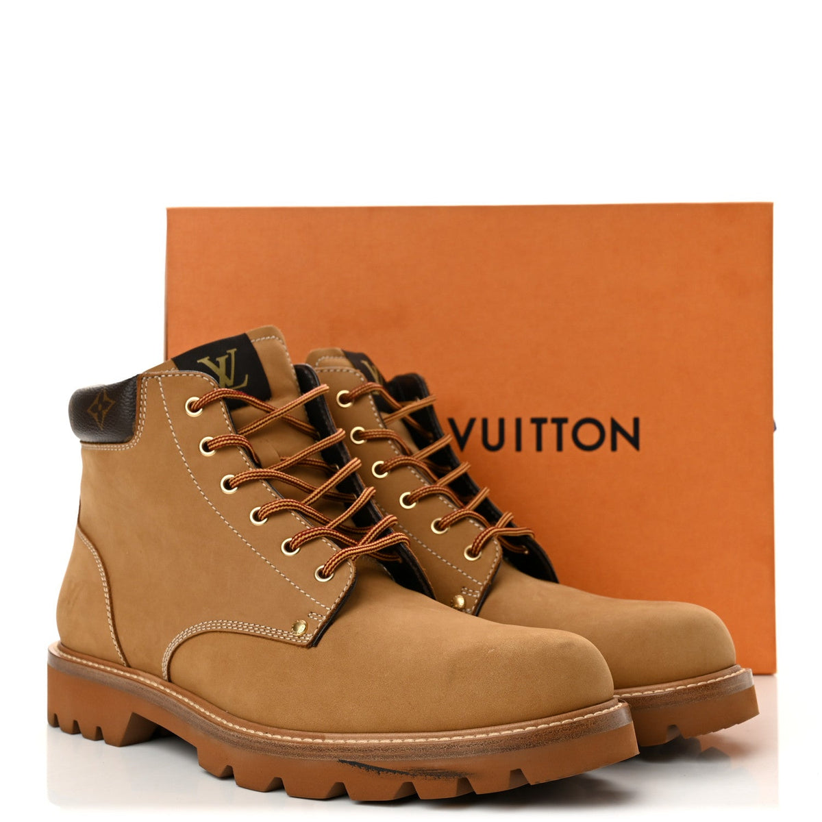 Louis Vuitton Nubuck Calfskin Men's Oberkampf Ankle Boots 11 Beige