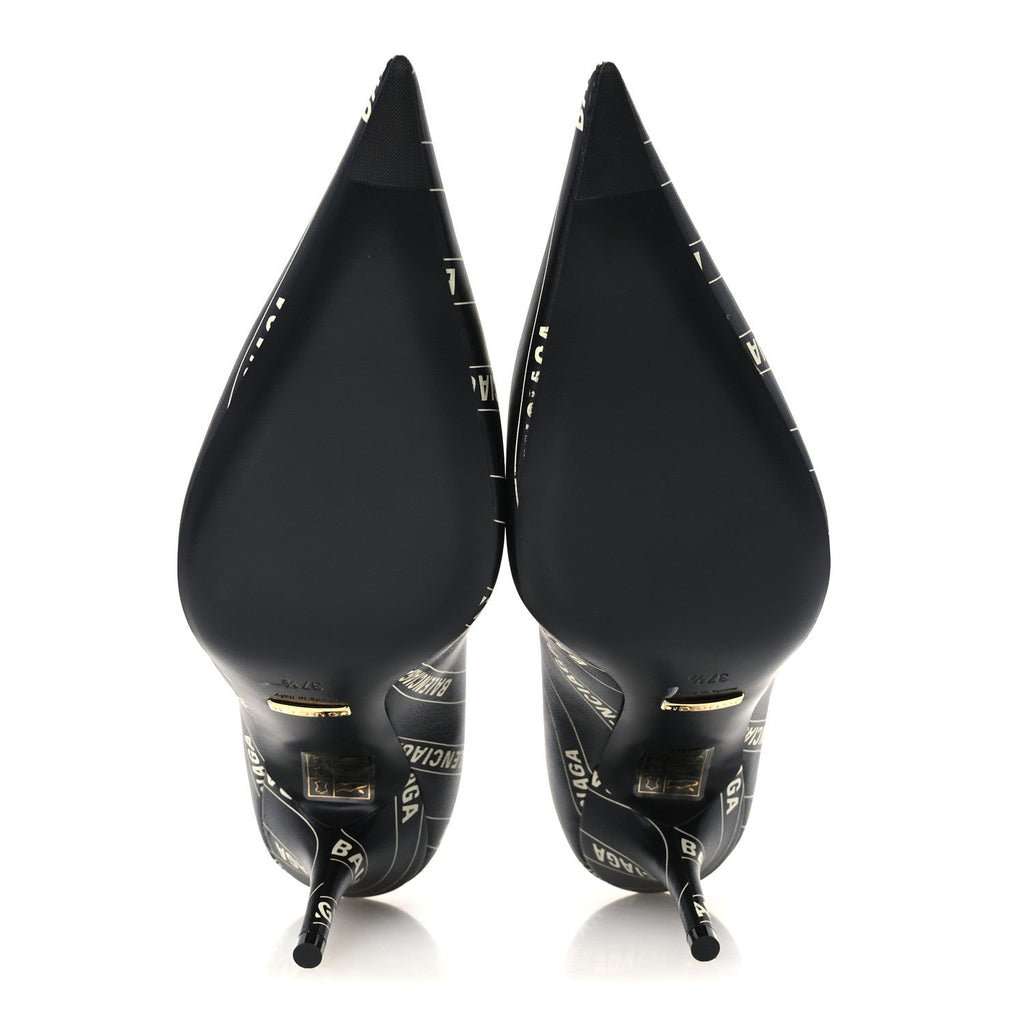 Balenciaga X Gucci Calfskin Women's Logo Knife 80mm Pumps 37.5 Black
