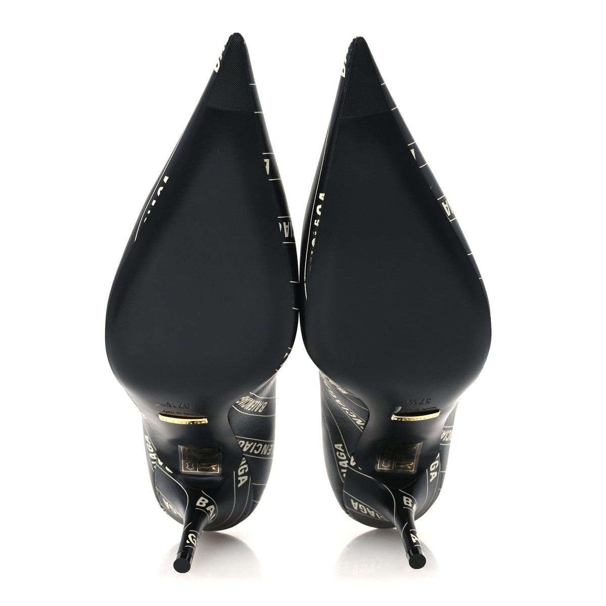 Balenciaga X Gucci Calfskin Women's Logo Knife 80mm Pumps 37.5 Black