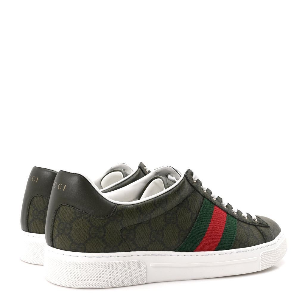 Gucci GG Supreme Monogram Men's New Ace Sneakers 9 Green