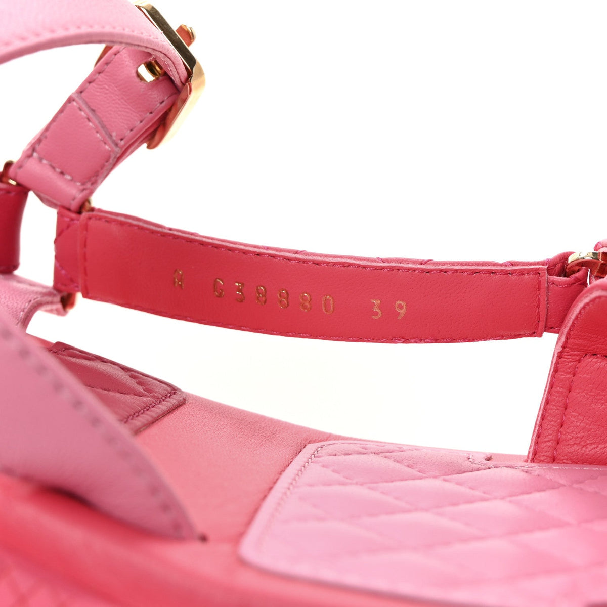 Chanel Lambskin Logo Women's Platform Sandals 39 Pink Red