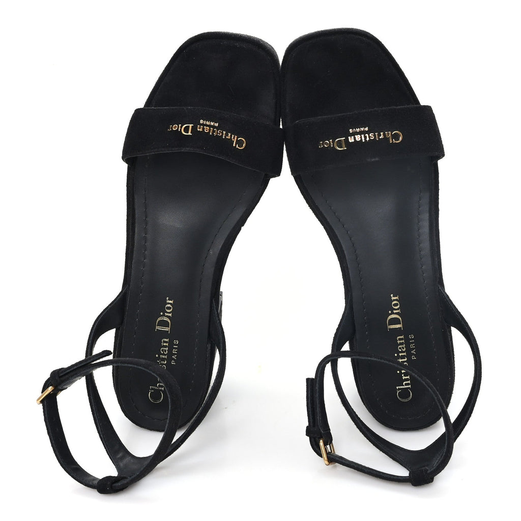 Christian Dior Calfskin Suede Women's Dway Platform Sandals 37 Black