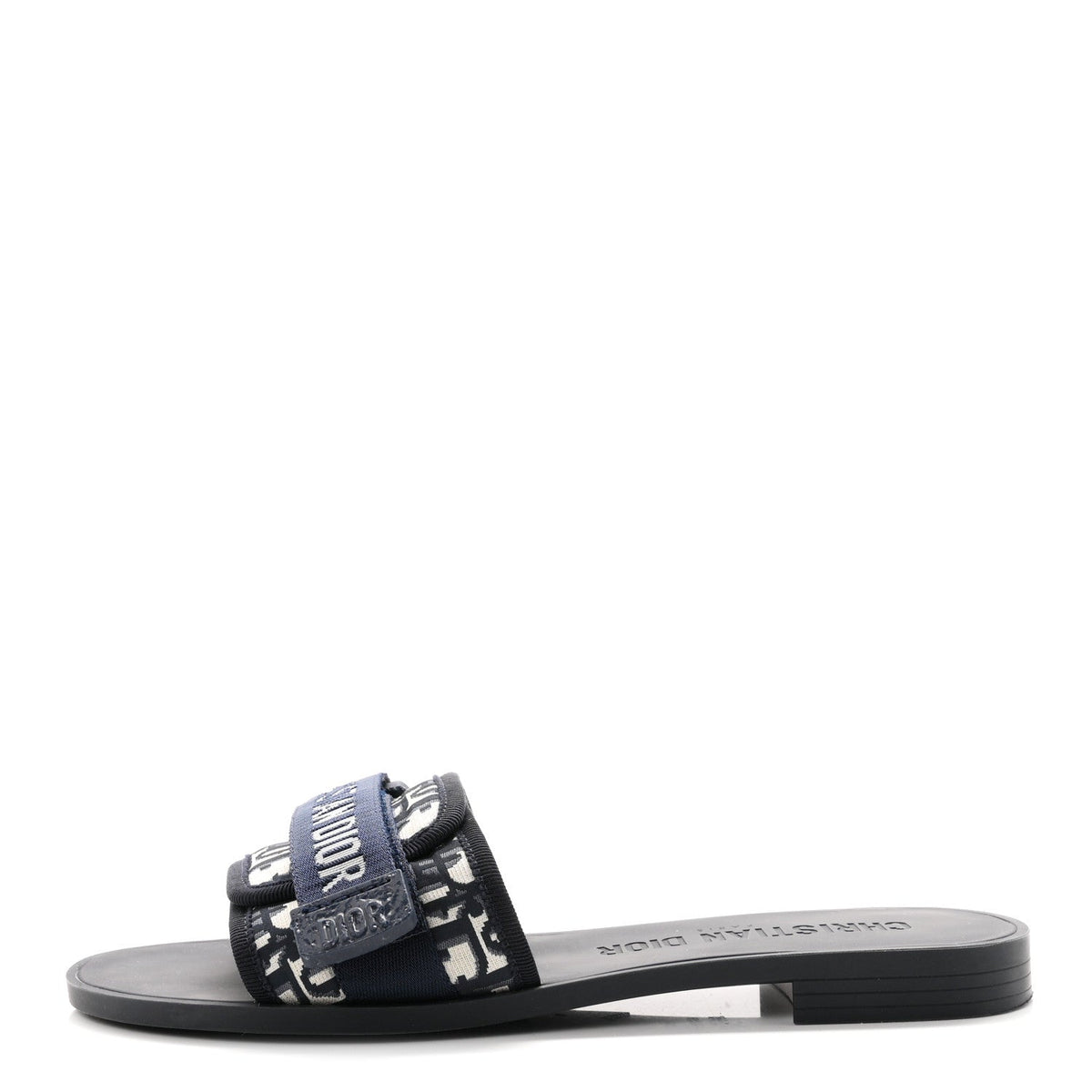 Christian Dior Nylon Women's Oblique Dio(r)evolution Slide Sandals 39 Deep Blue