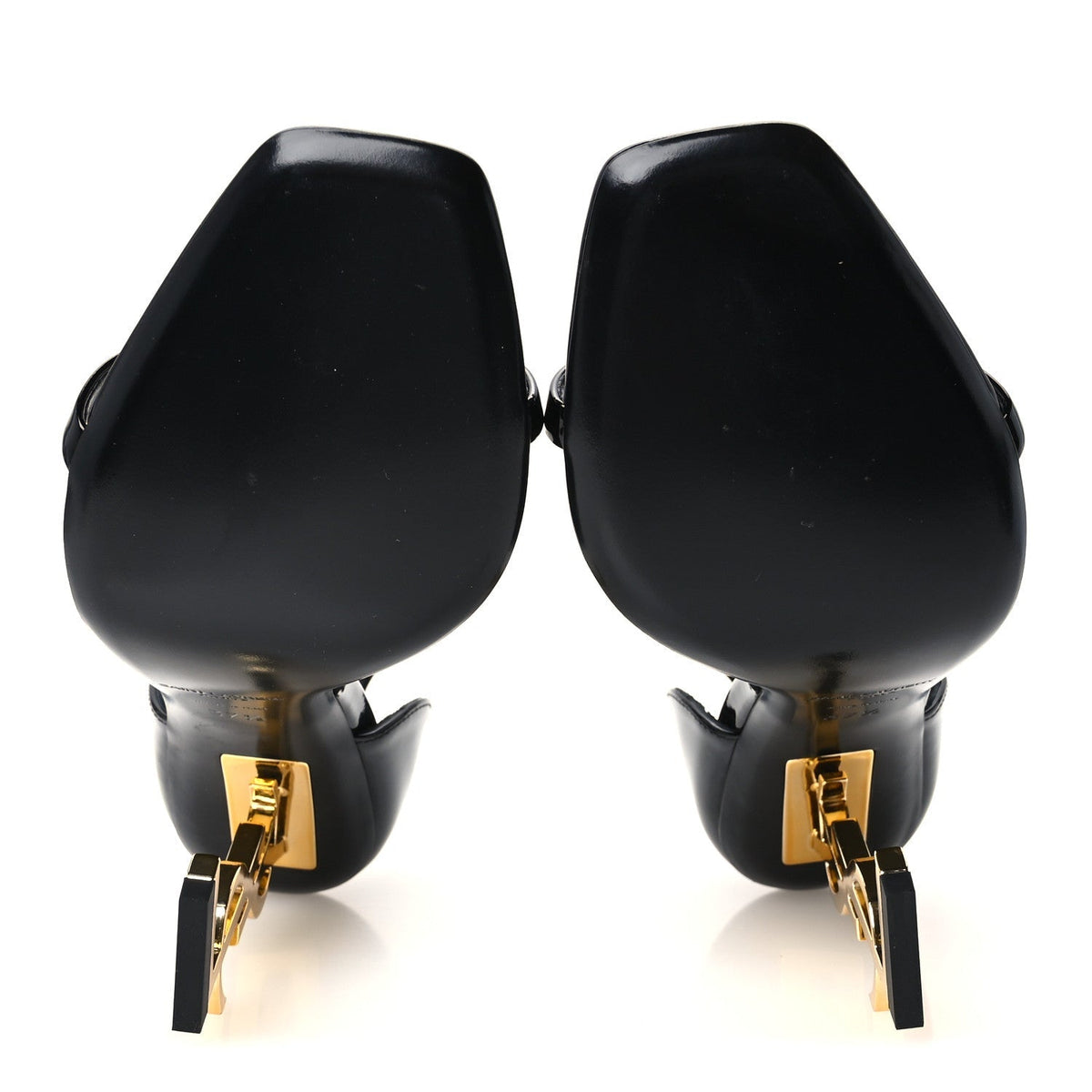 Saint Laurent Patent Calfskin Women's Opyum 110 Sandals 37.5 Black Gold