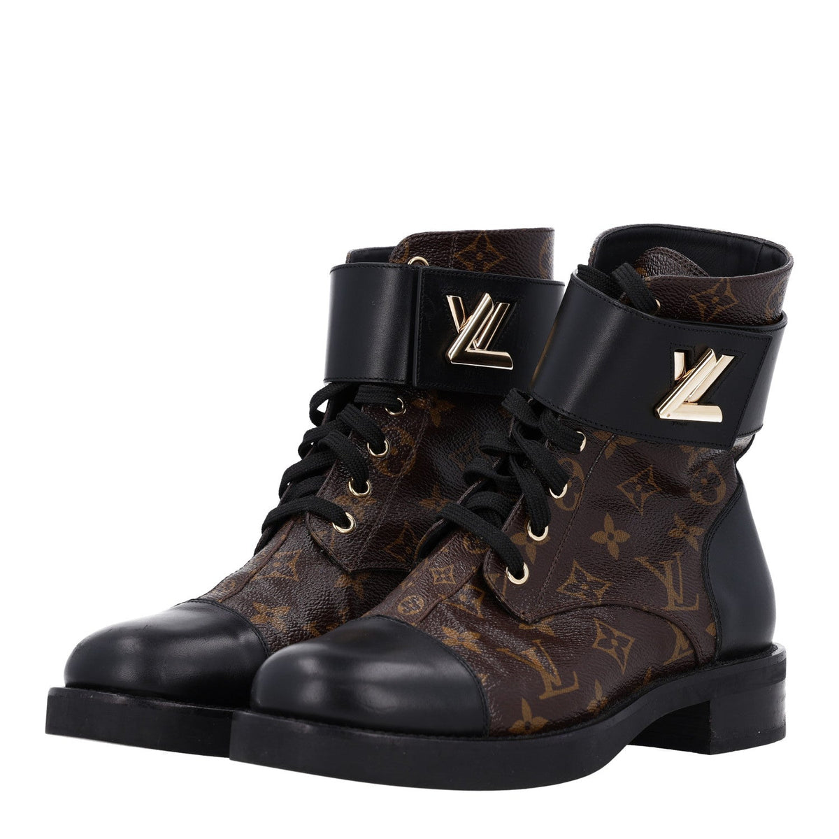 Louis Vuitton Calfskin Monogram Women's Wonderland Ranger Boots 38 Black