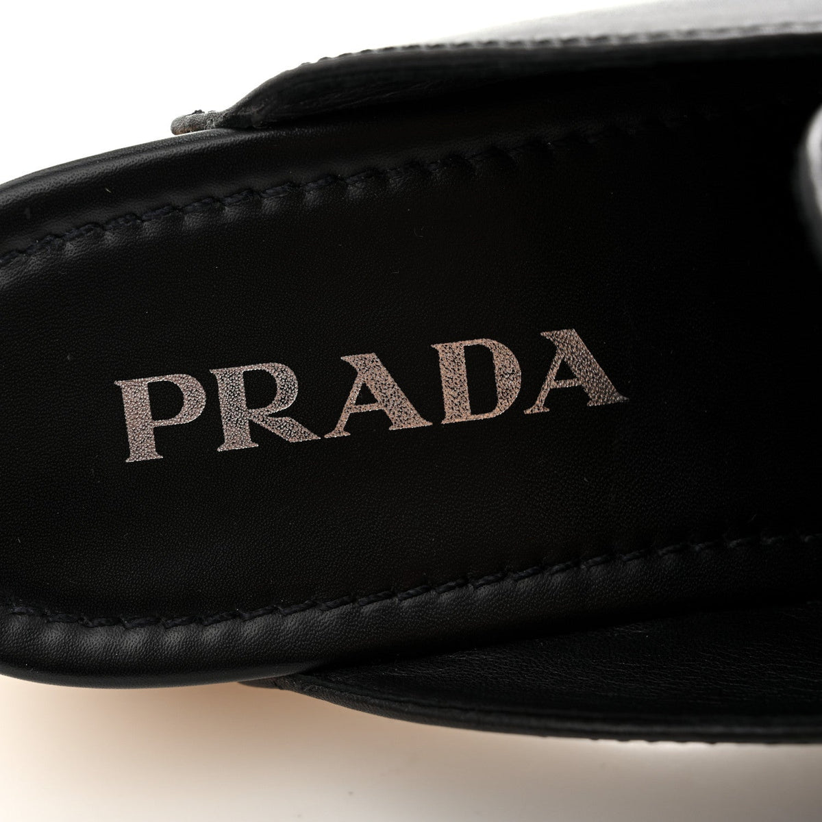 Prada Calfskin Women's Metal Triangle Logo 45mm Clogs 40 Black