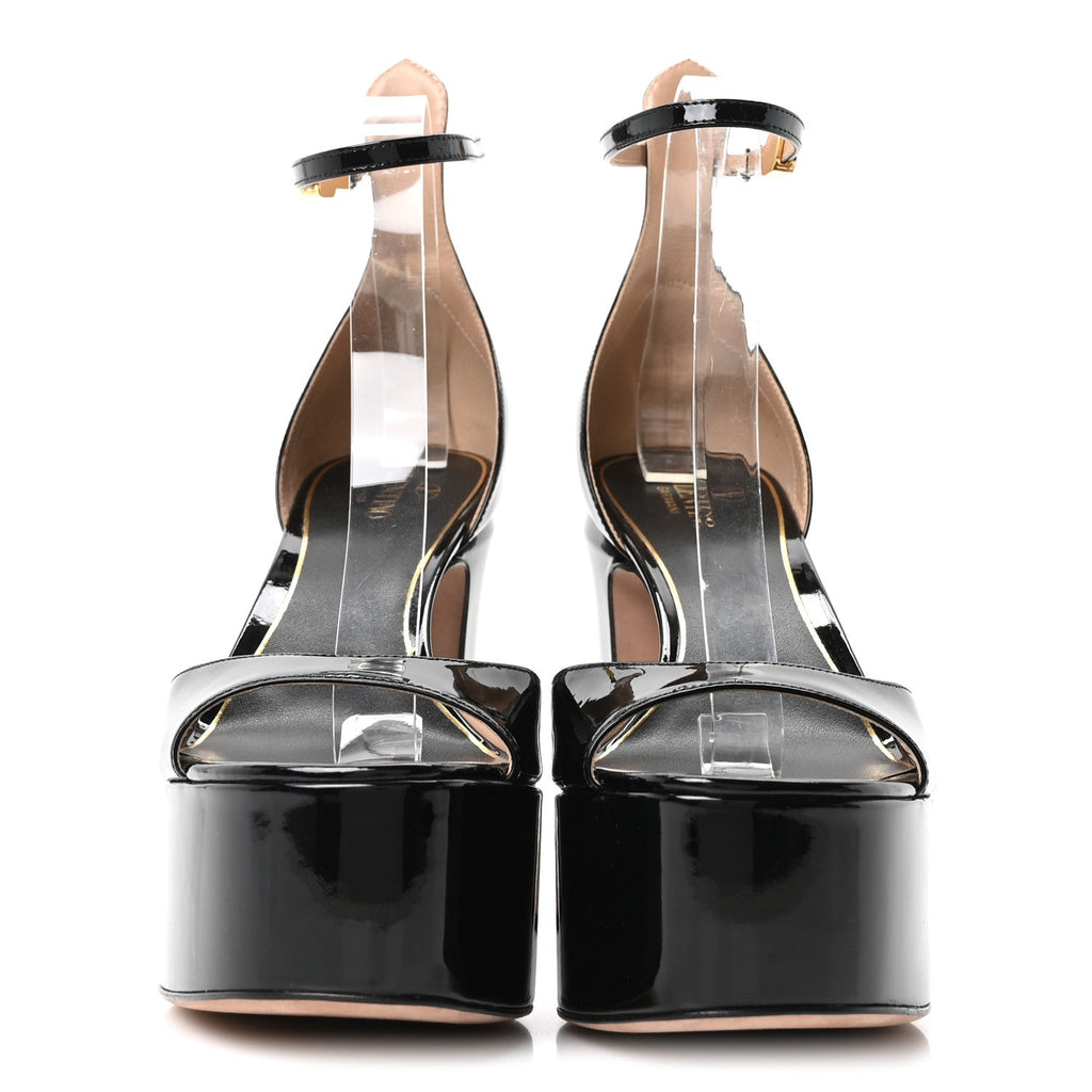 Valentino Garavani Patent Women's Tan-Go 50/120mm Platform Pumps 40 Black