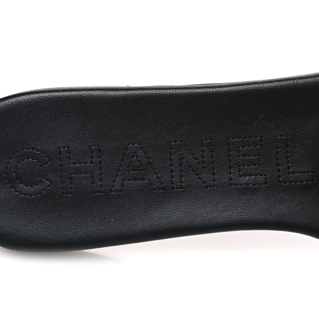 Chanel Mesh Patent Calfskin Women's CC Mules 39 Black