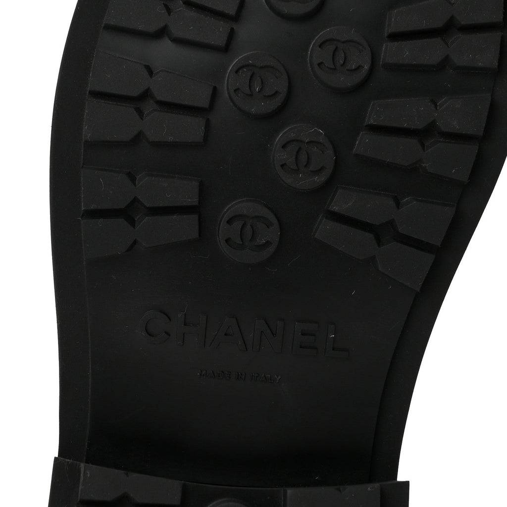 Chanel Calfskin Knit Lace Up Women's Combat Boots