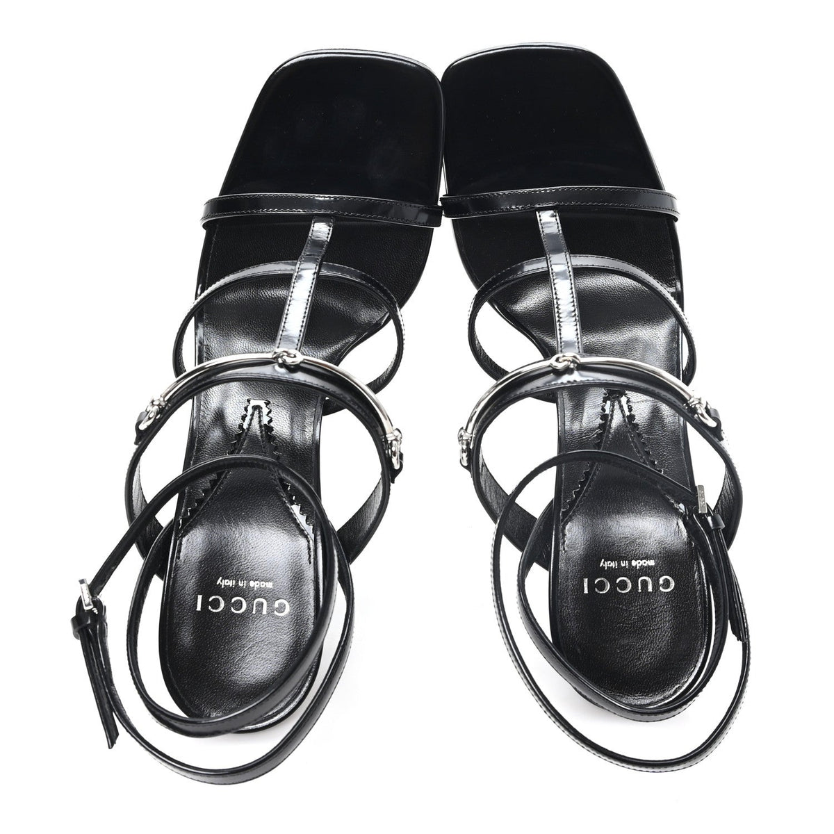 Gucci Nappa Women's Regent Strappy Horsebit Sandals 39 Black