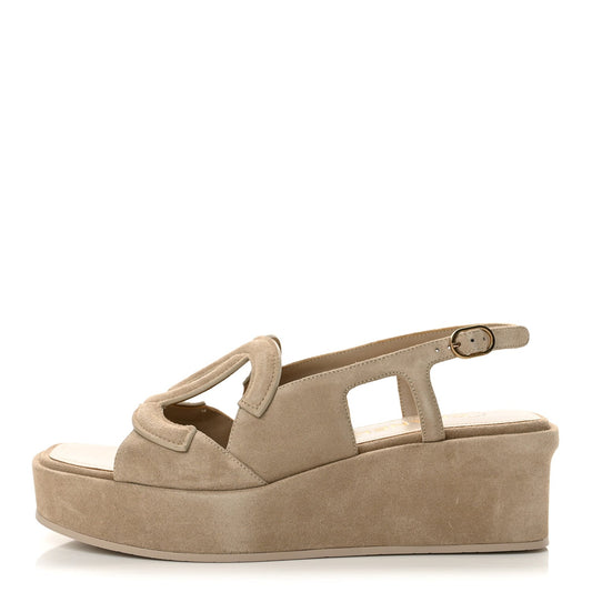 Chanel Suede Calfskin Platform CC Women's Sandals