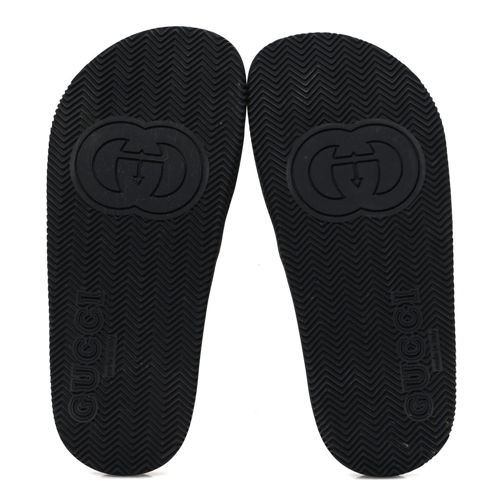 Gucci Rubber Web Women's Interlocking G Slide Sandals 35 Black