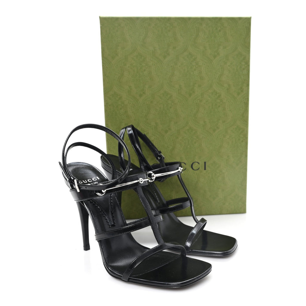 Gucci Nappa Women's Regent Strappy Horsebit Sandals 39 Black