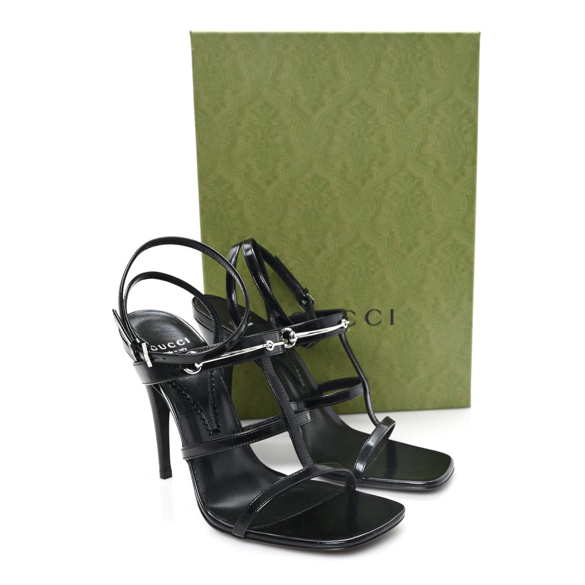 Gucci Nappa Women's Regent Strappy Horsebit Sandals 39 Black