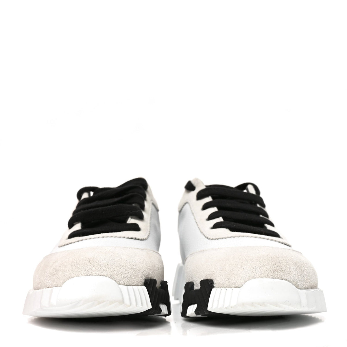 Hermes Calfskin Suede Bouncing Women's Sneakers White Black