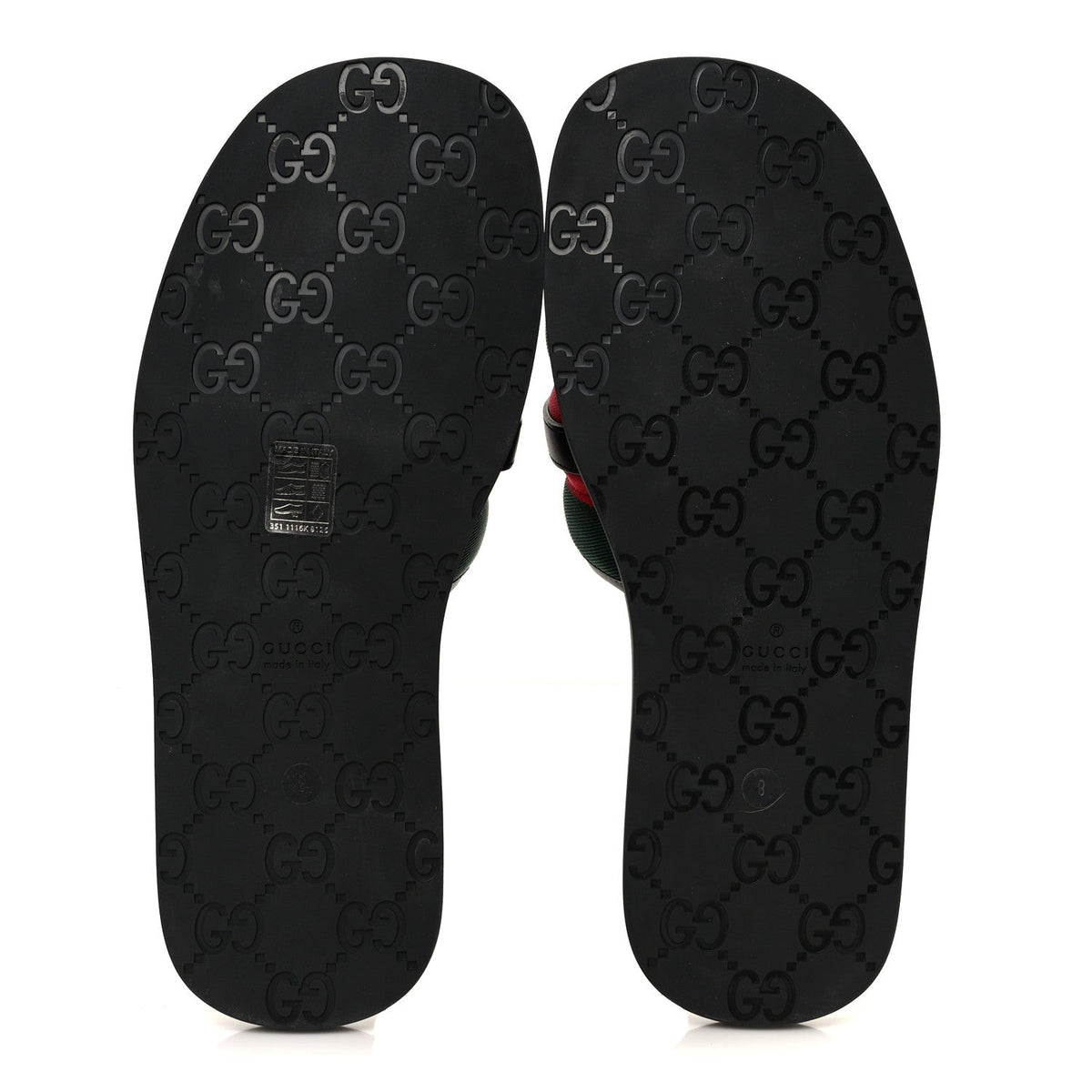 Gucci Nylon Calfskin Men's Web Interlocking G Maverik Slide Sandals 41 Black