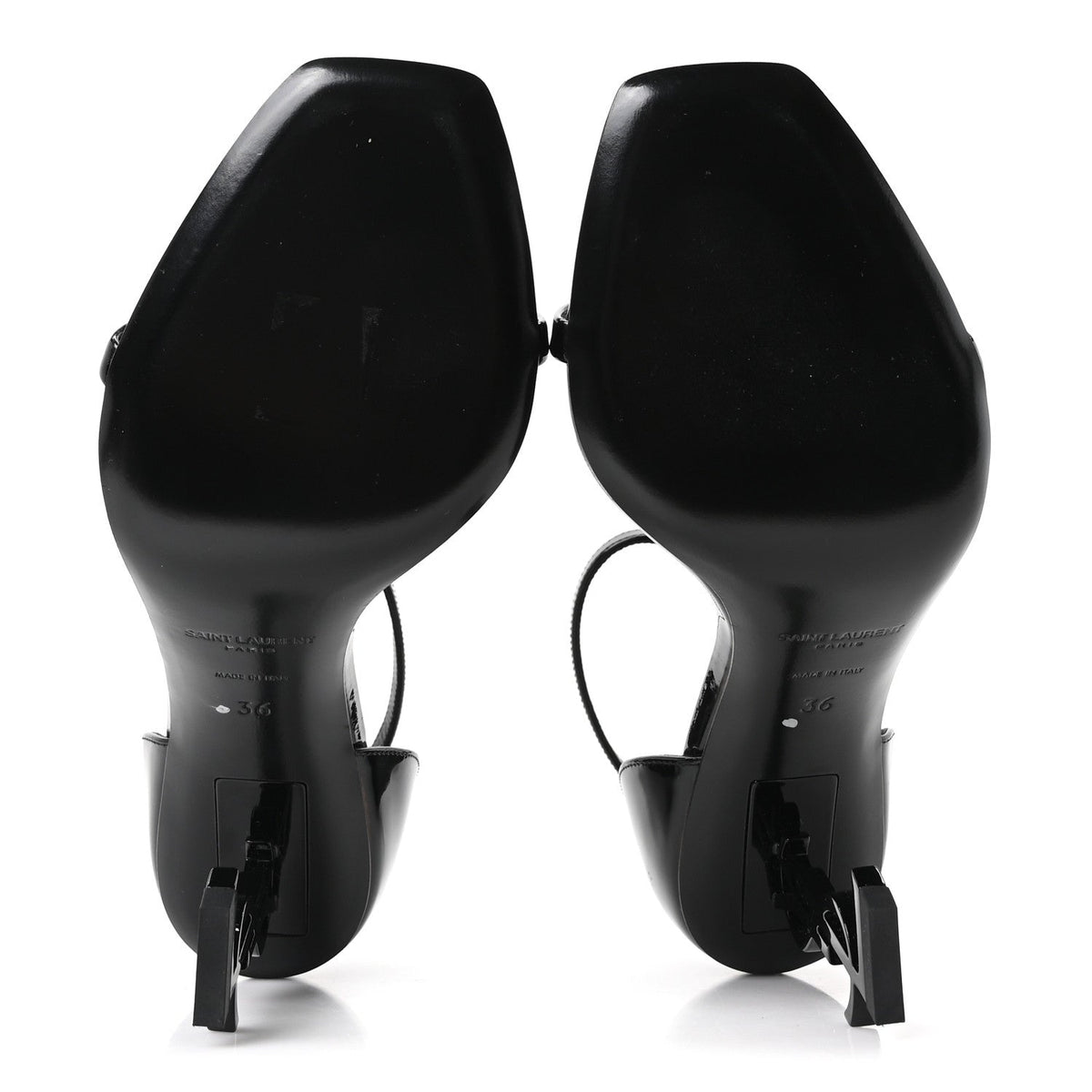 Saint Laurent Patent Calfskin Women's Opyum 85 Sandals 36 Black