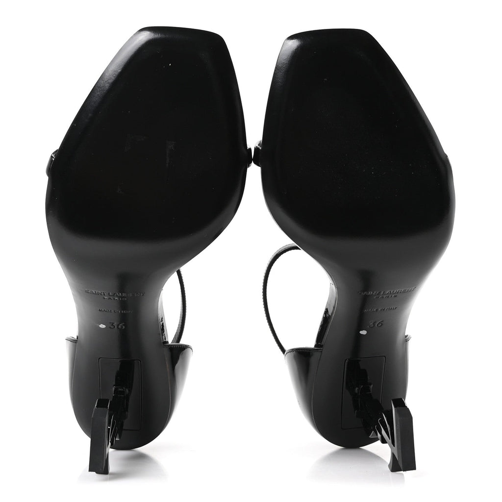Saint Laurent Patent Calfskin Women's Opyum 85 Sandals 36 Black