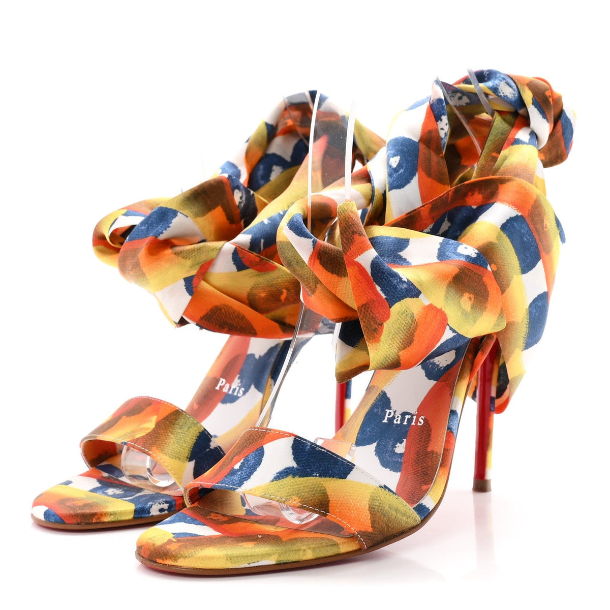 Christian Louboutin Crepe Satin Women's Miss Z Du Desert 100 Sandals 38 Magma