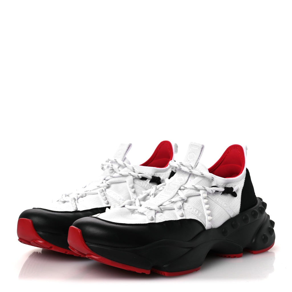 Christian Louboutin Calfskin Neoprene Men's Trailnrun Sneakers 43.5 Black White
