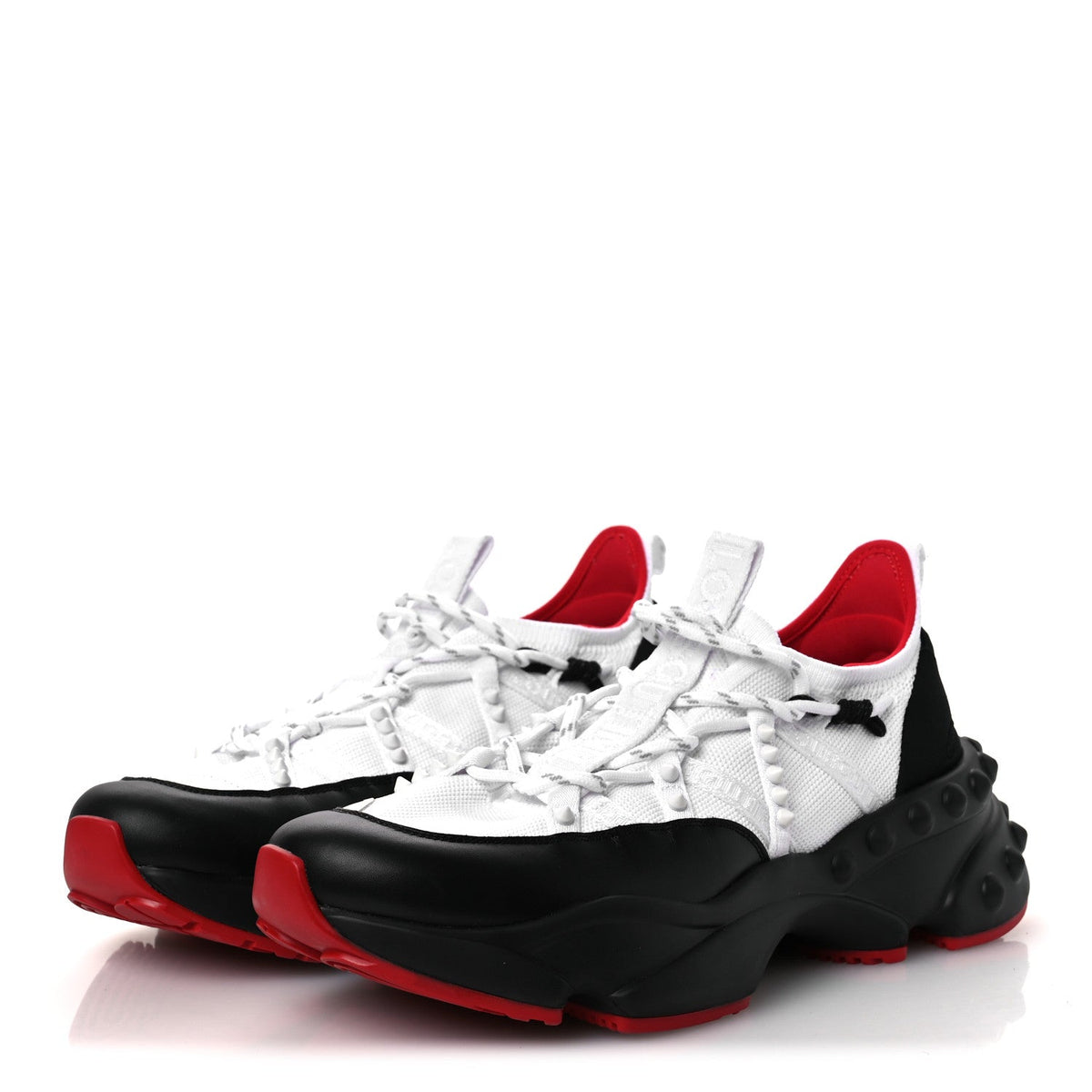 Christian Louboutin Calfskin Neoprene Men's Trailnrun Sneakers 43.5 Black White