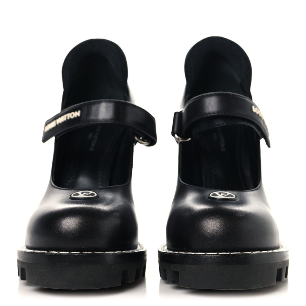 Louis Vuitton Calfskin Women's Star Trail Ankle Pumps 35.5 Black