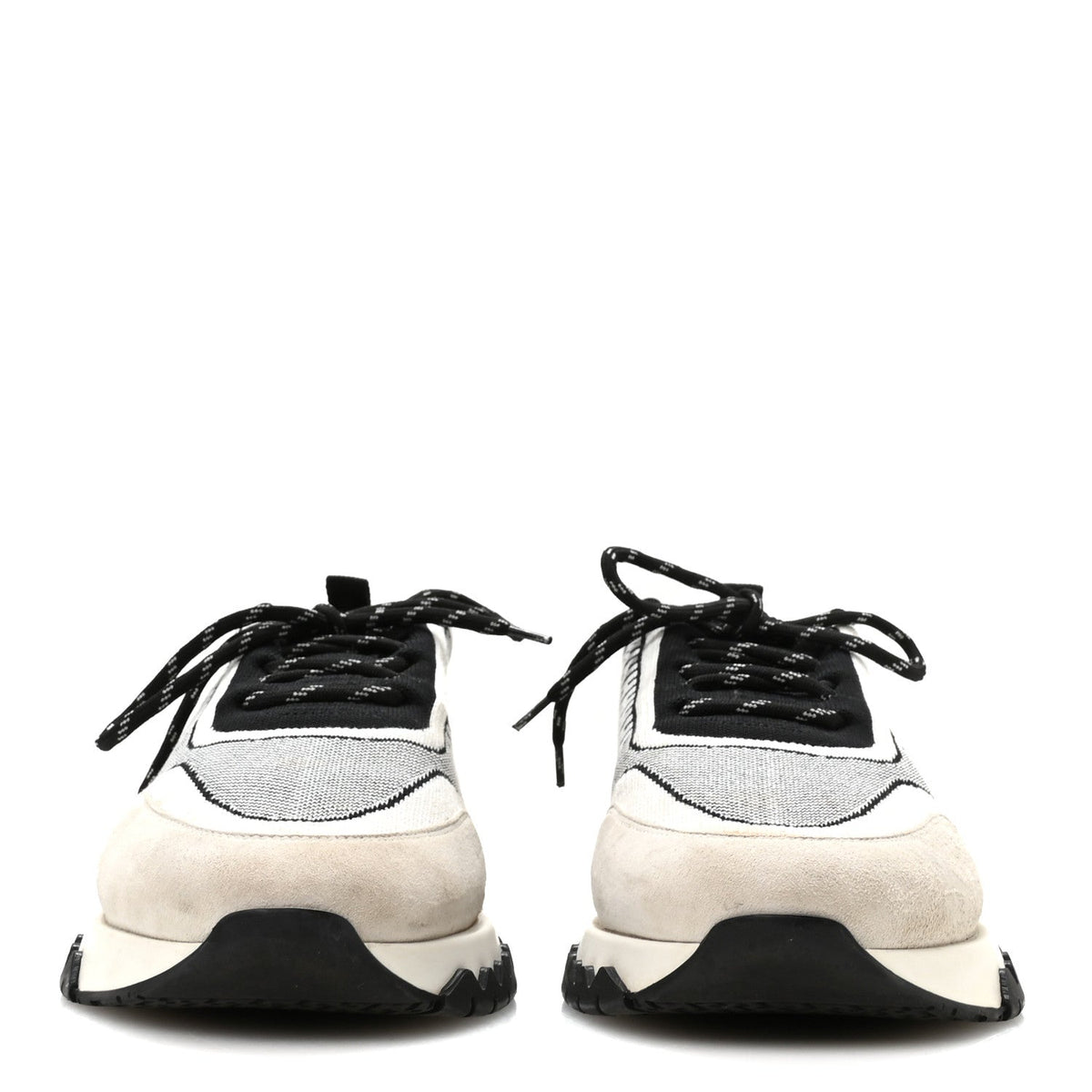 Hermes Knit Goatskin Men's Addict Sneakers 41 Black White