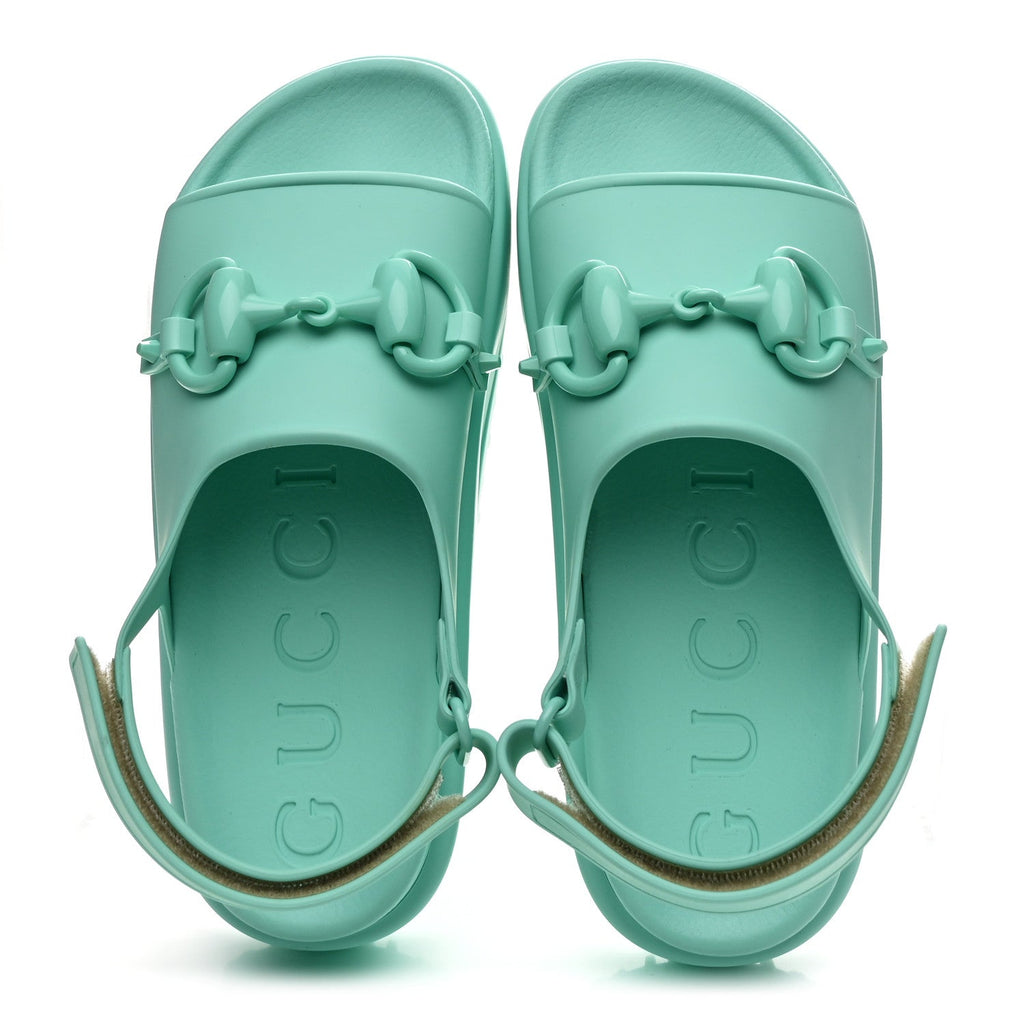 Gucci Rubber Isla Women's Sandals 37 Teal Cyan