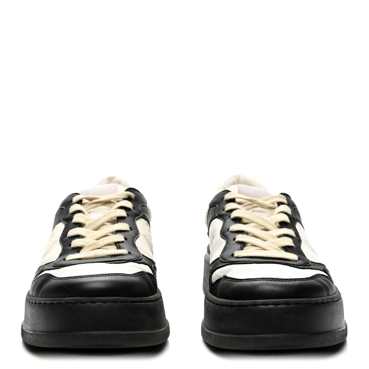 Gucci Calfskin Men's GG Tennis Embossed 55mm Sneakers 8.5 Black White