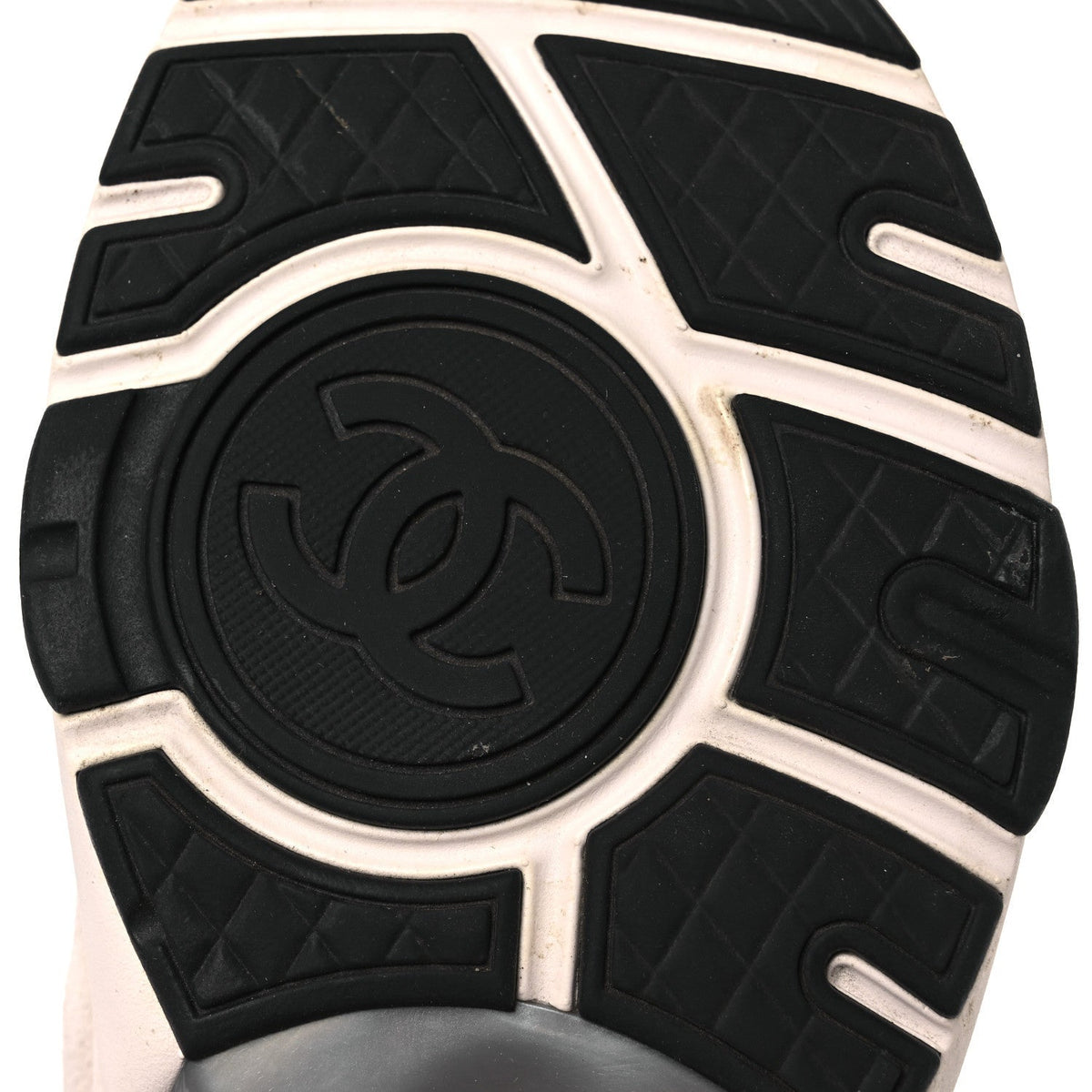 Chanel Mesh Suede Grained Calfskin Women's CC Sneakers 37 Grey White