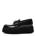 Gucci Calfskin Women's Millennial Ribot GG Wedge Platform Loafers 38 Black