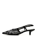 Suede Mesh Crystal GG Monogram Slingback Pumps Black
