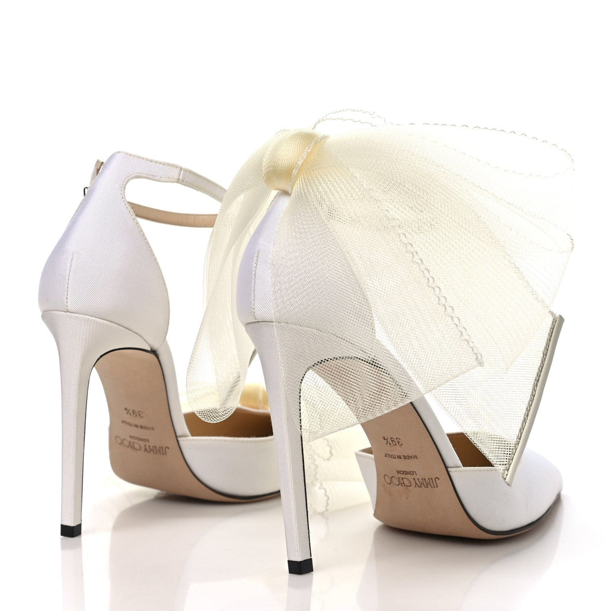 Jimmy Choo Satin Women's Averly Bow 100 Pumps 39.5 Latte