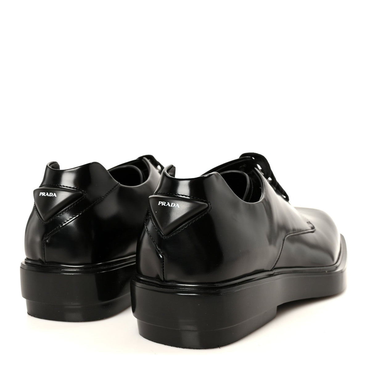 Prada Spazzolato Men's Square Toe Lace Up Derby Shoes 9 Black