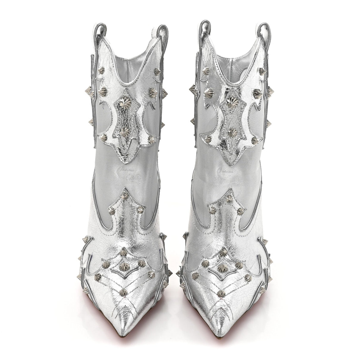 Christian Louboutin Metallic Calfskin Women's Bootytiang 100 Boots 37 Silver