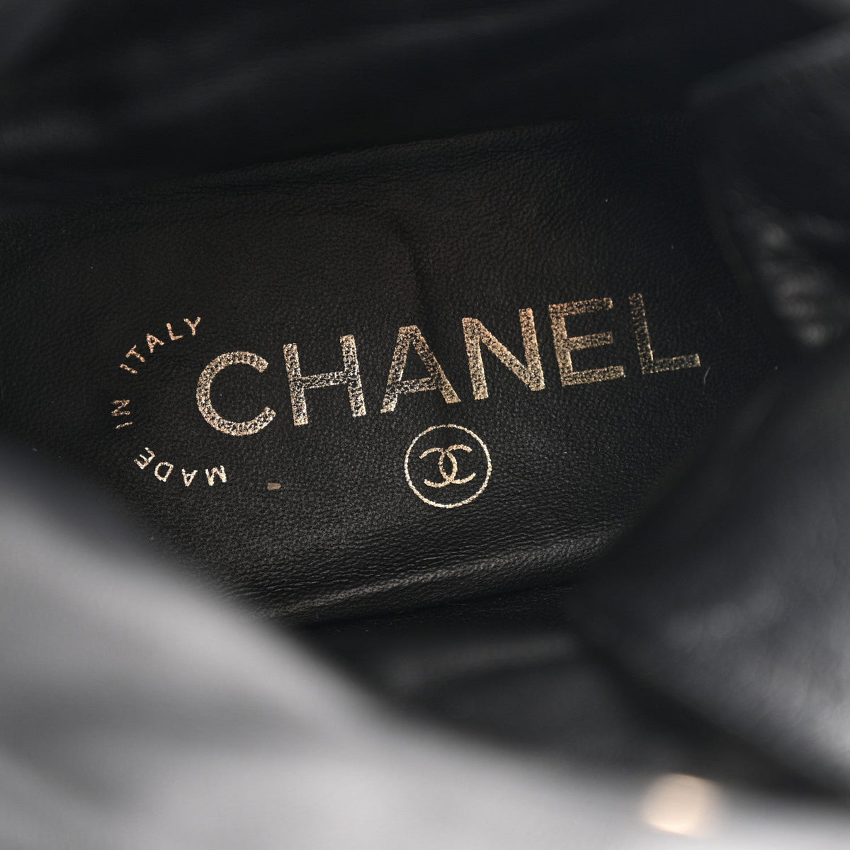 Chanel Suede Quilted Women's CC Lace Up Combat Boots 38.5 Black