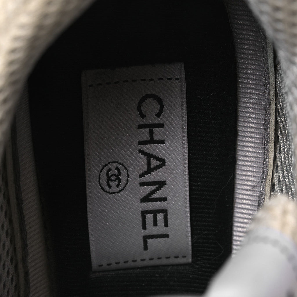 Chanel Fabric Laminated Calfskin Stretch CC Women's Sneakers