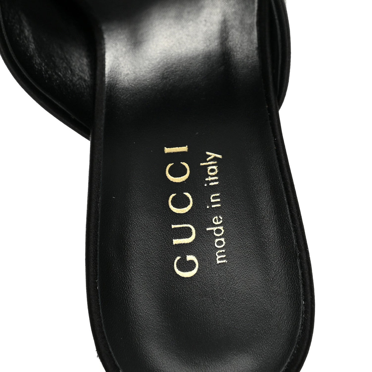 Gucci Satin Silk Women's Logo Sandal Pumps 38 Black